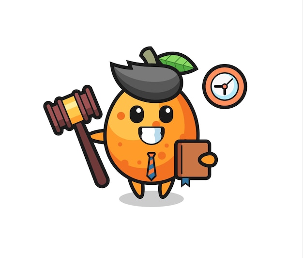 Mascotte cartoon van kumquat als rechter, schattig stijlontwerp voor t-shirt, sticker, logo-element