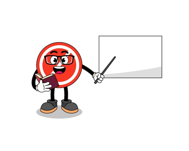 Mascotte cartoon van stopbord leraar karakterontwerp