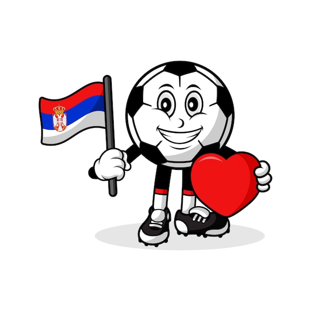 Mascotte cartoon voetbal liefde servië vlag ontwerp