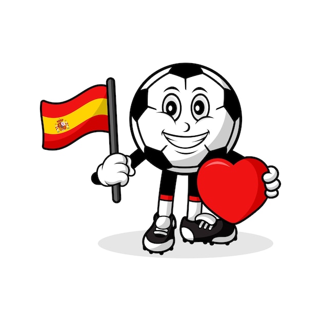 Vector mascotte cartoon voetbal liefde spanje vlag ontwerp