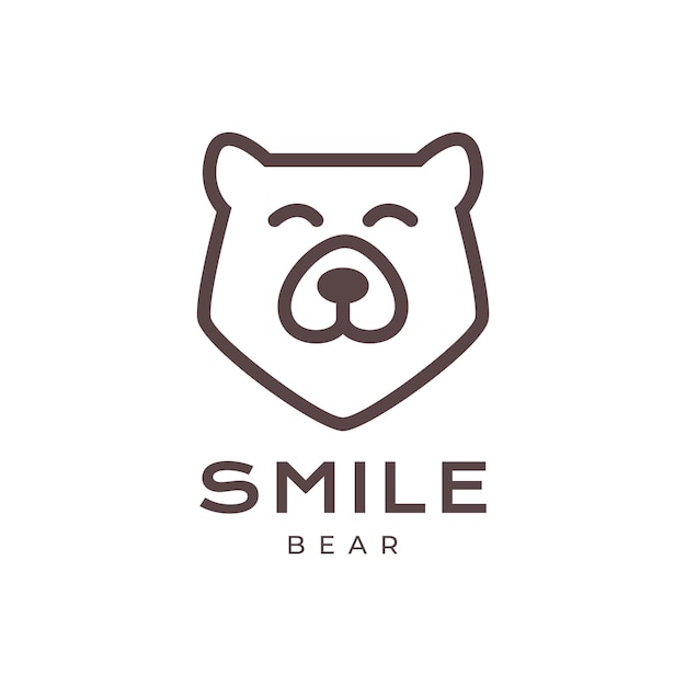 Mascotte dier beest beer grizzly gezicht glimlach moderne minimalistische logo ontwerp vector