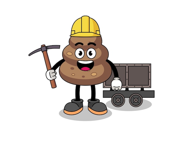 Mascotte Illustratie van kak mijnwerker