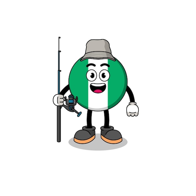 Mascotte Illustratie van nigeria vlag visser character design