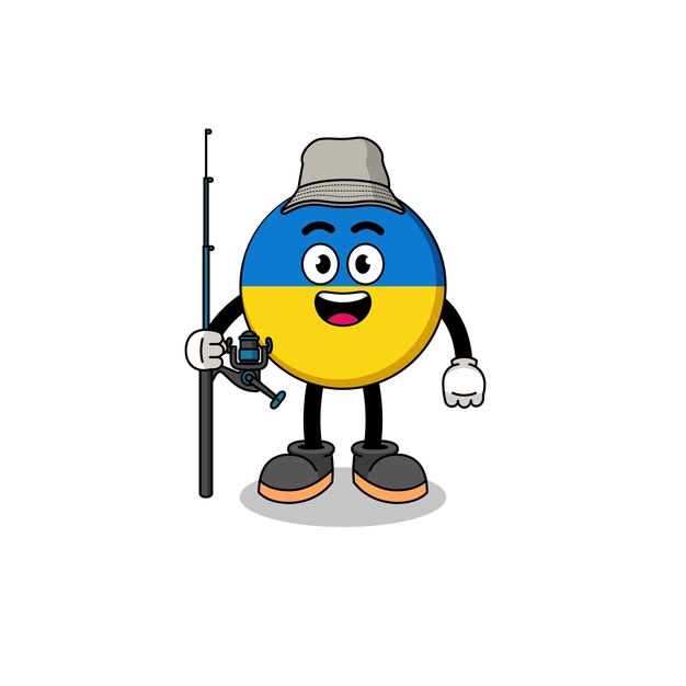 Mascotte Illustratie van Oekraïne vlag visser character design