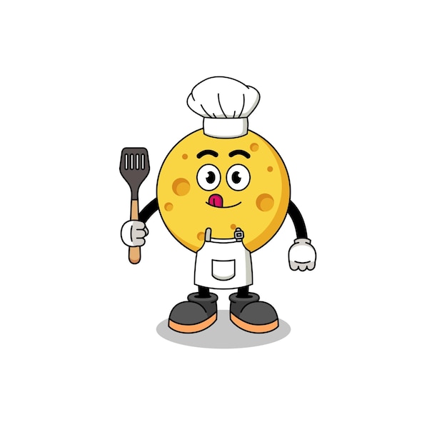 Mascotte Illustratie van ronde kaaschef