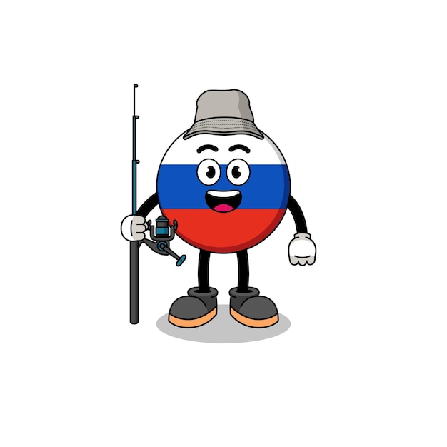 Mascotte Illustratie van rusland vlag visser character design