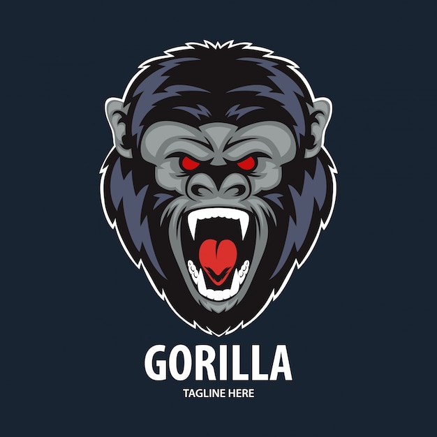 Mascotte van boze gorilla hoofdillustratie