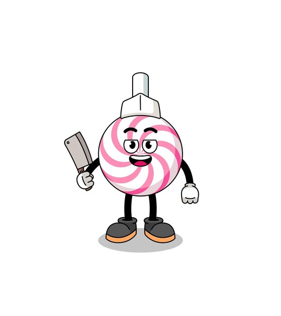 Mascotte van lollyspiraal als slager