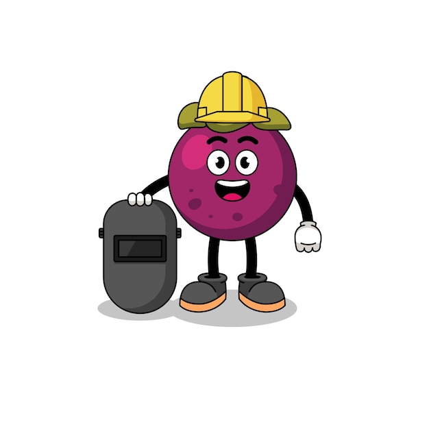 Mascotte van mangosteen als lasserkarakterontwerp