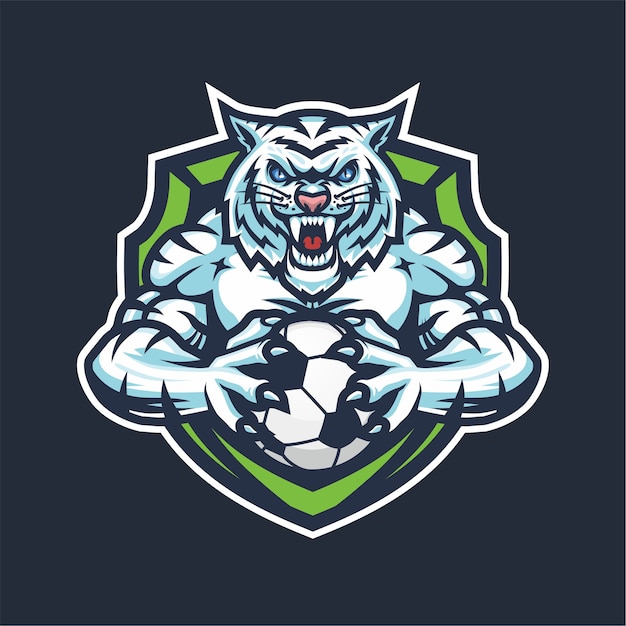 Mascotte white tiger esport logo voor basketbal