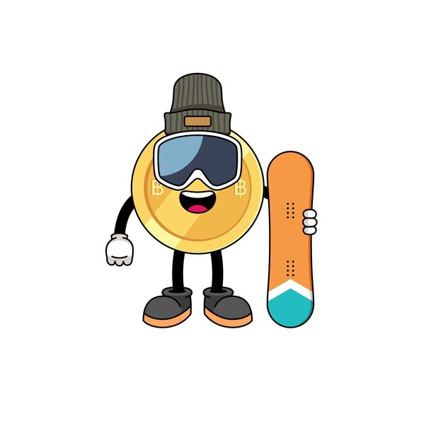 Mascottebeeldverhaal van de thaise baht-snowboardspeler