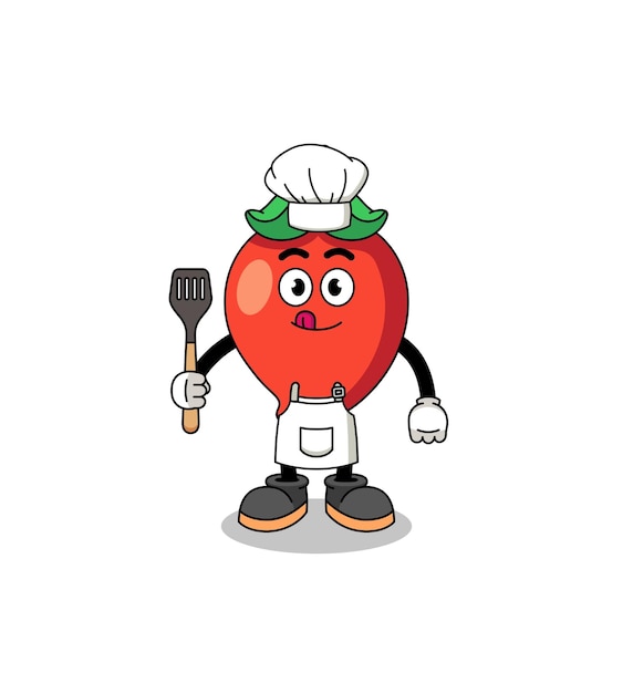 Mascotteillustratie van de chef-kok van de Spaanse peperpeper