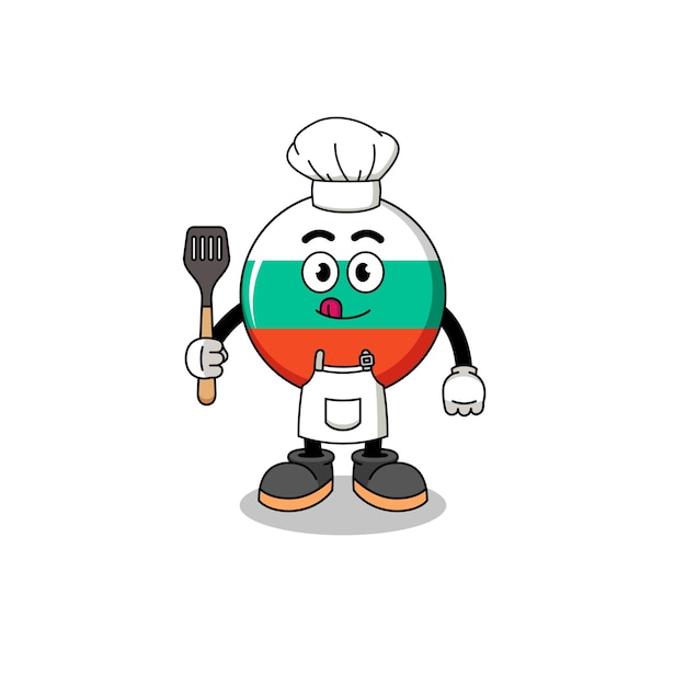 Mascotteillustratie van de vlagchef-kok van Bulgarije