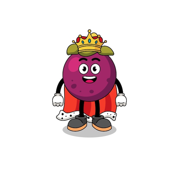 Vector mascotteillustratie van het karakterontwerp van de mangosteenkoning