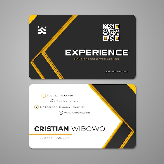 Masculin black yellow business card template