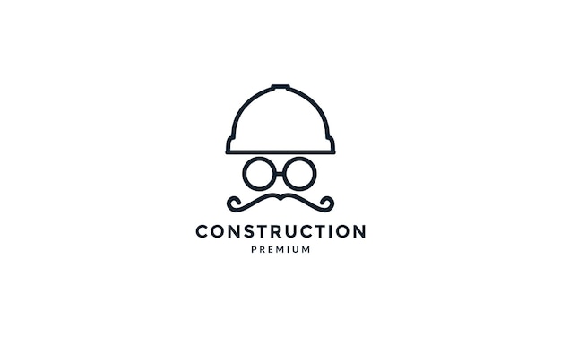 Masculine construction workers line  logo vector icon illustration