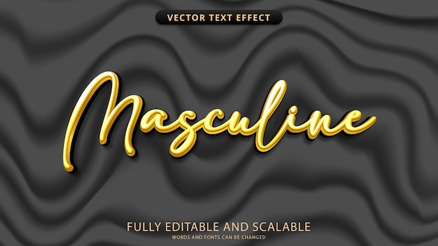 Vector masculine text effect editable with fabric texture background eps file