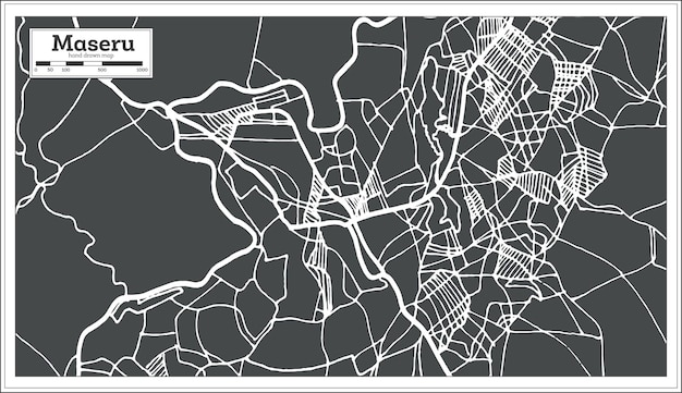 Maseru lesotho stadsplattegrond in retro stijl. overzicht kaart. vectorillustratie.