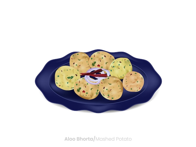mashed potato balls or alu bhorta traditional food of south asians