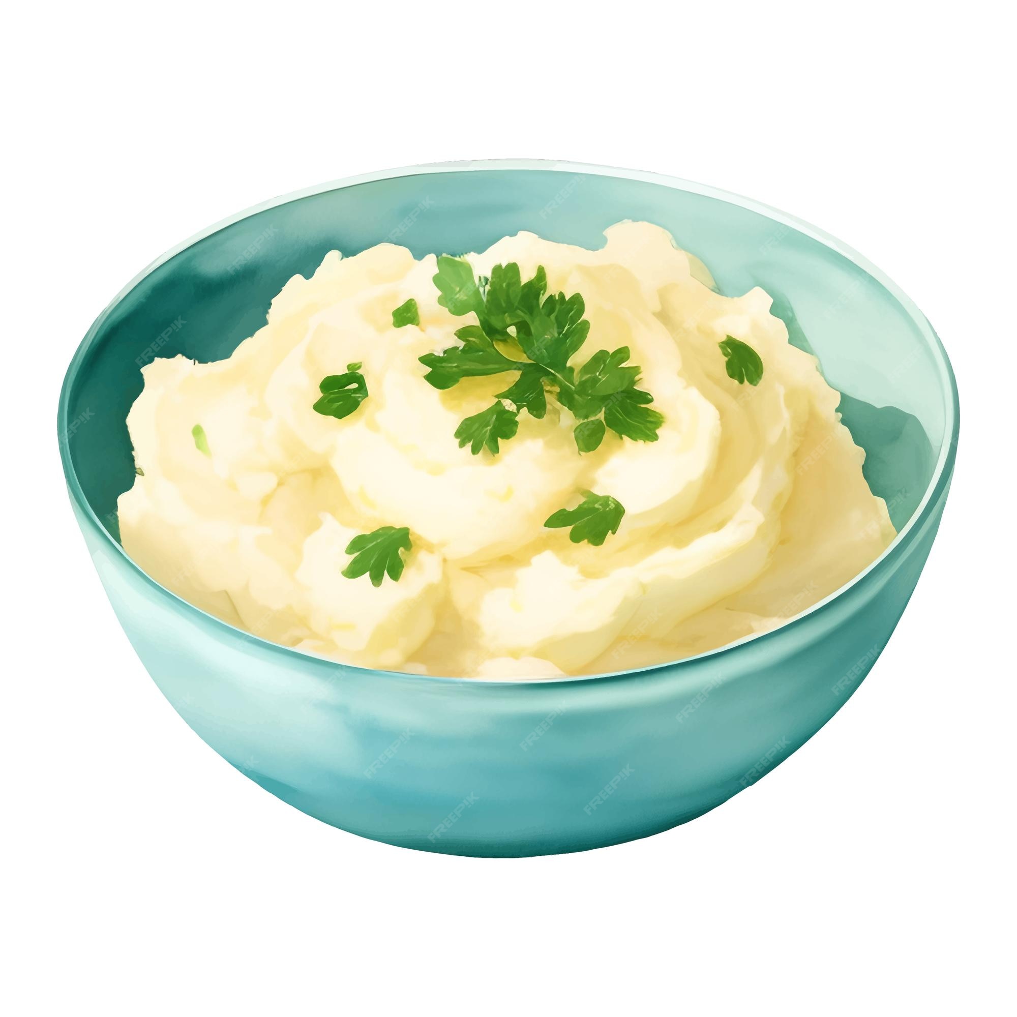 Premium Vector Mashed potato on a bowl isolated hand drawn painting