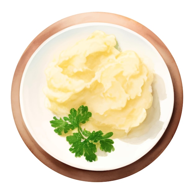 Vector mashed potato top view isolated hand drawn painting illustration