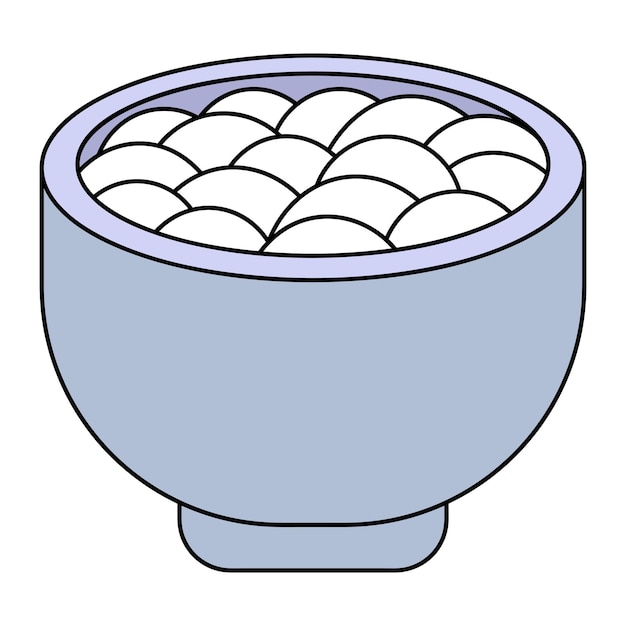 Mashed potatoes in a bowl Delicious soup in a bowl Baby porridge in a cup Cartoon style