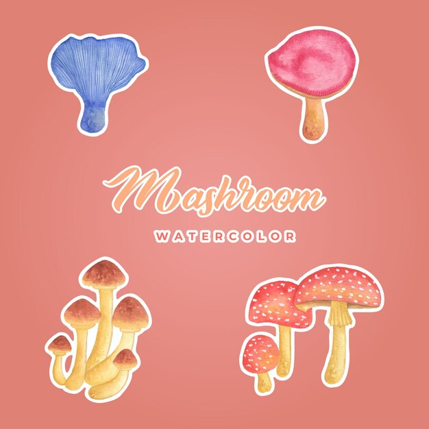 Mashroom watercolor sticker