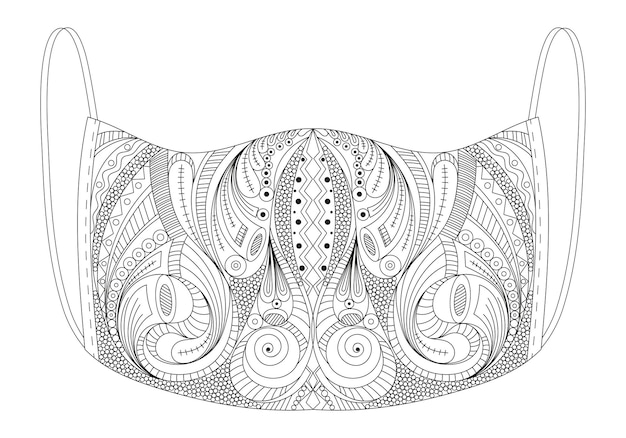 Mask medical coloring book black and white