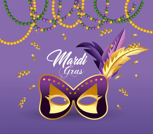 Mask with feathers decoration to merdi gras