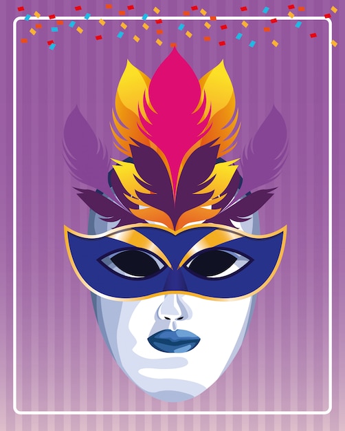 Vector mask with feathers vector illustration