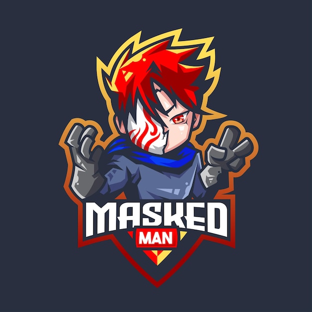 Logo esport uomo mascherato