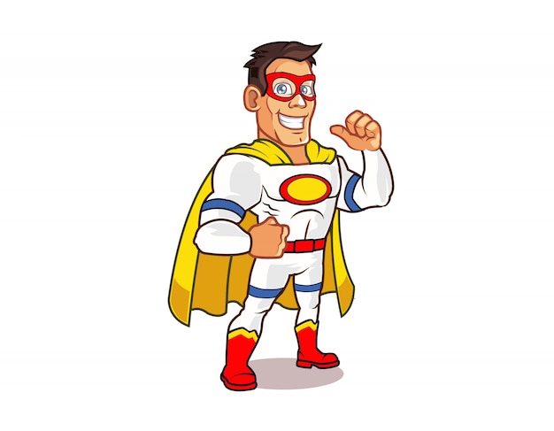 Masked muscular superhero cartoon character mascot