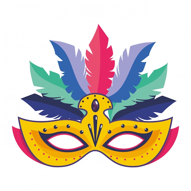 Vector masker carnaval met veren vectorillustratie