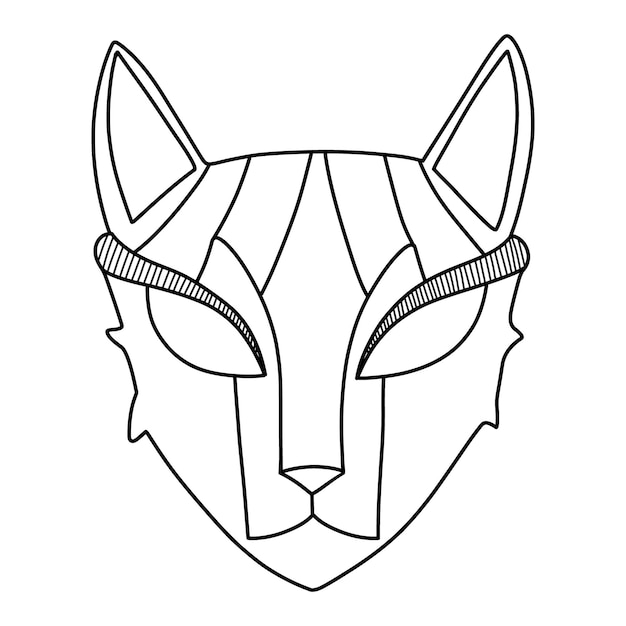 Masker in de vorm van een kattenkop in een minimalistische stijl