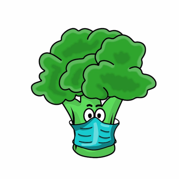 Masker Leuke broccoli karakter vector sjabloon ontwerp illustratie