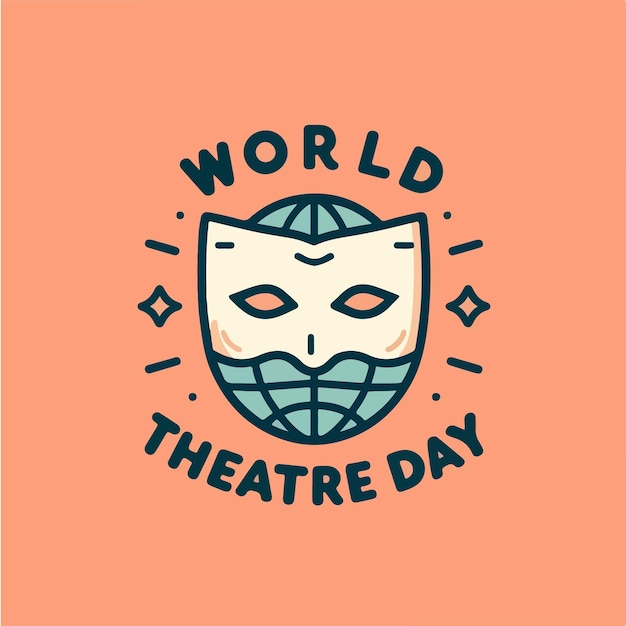 Vector masker met tekst wereldtheaterdag