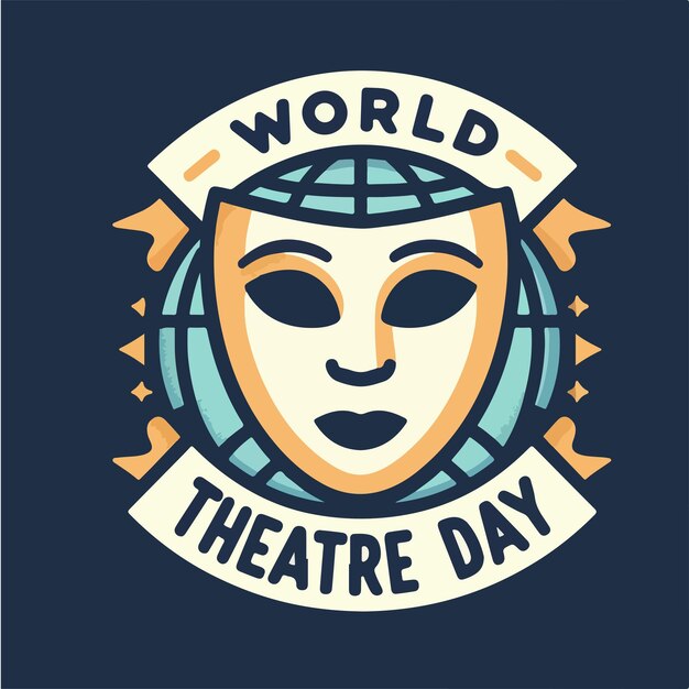 Vector masker met tekst wereldtheaterdag
