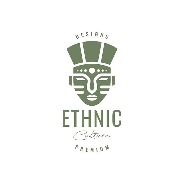 Masker stam cultuur hout etnische traditionele vintage logo ontwerp vector