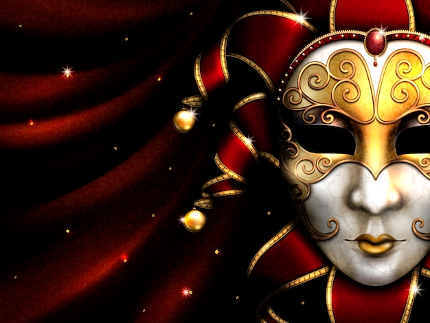 Maskerade feestkaart met exquise carnaval masker