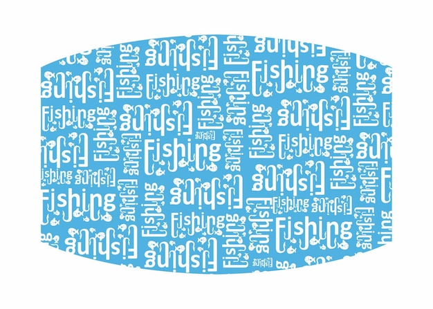 Maskerontwerp met Fishing Word typografie patroonontwerp