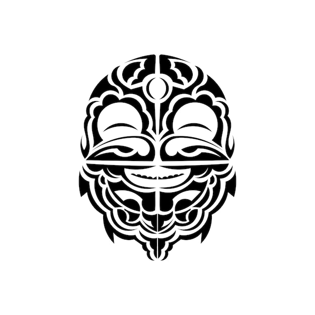 Маски богов в орнаментальном стиле Полинезийские племенные узоры Подходит для гравюр Изолированный вектор черного орнамента