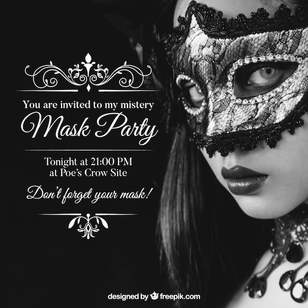 Vector masks party invitation