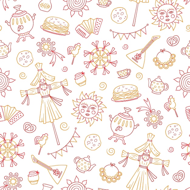 Maslenitsa. pancake week. shrovetide. vector seamless pattern