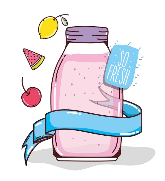 Vector mason jar fruit juice cute cartoons