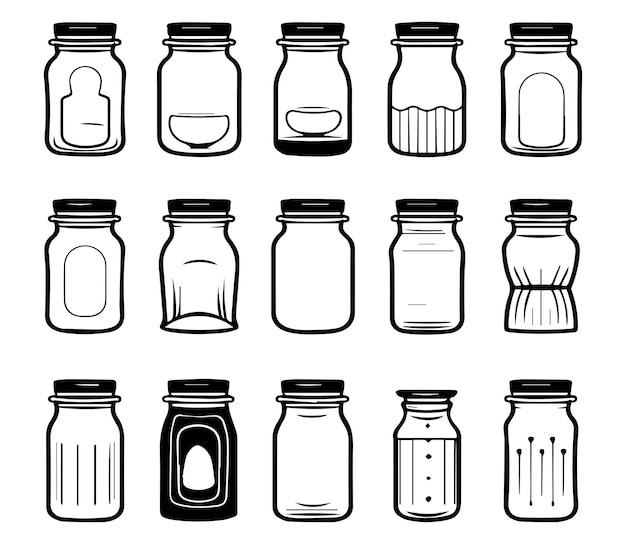 Mason jar icon set vector illustratie