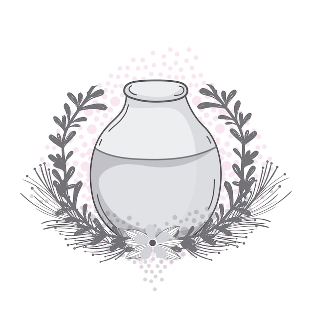 Vector mason jar with wreath on black and white colors