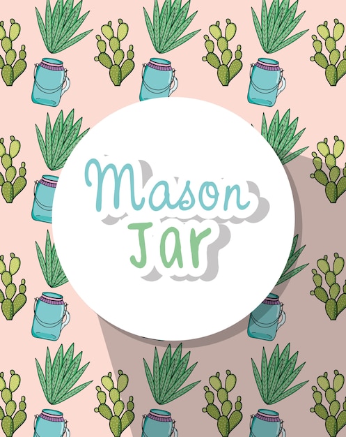 Mason jars pattern background on pastel colors