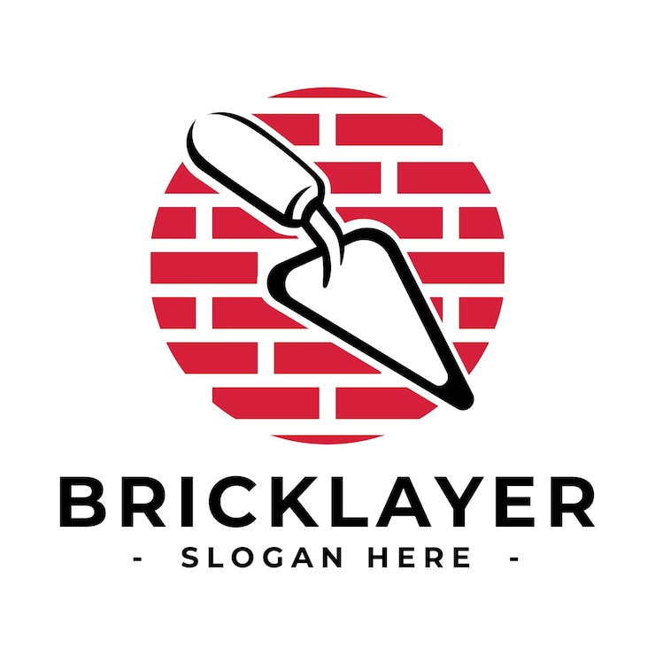 Vector masonry logo design template bricklayer logo vector construction logo