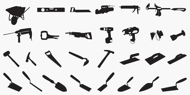 Masonry Tools Silhouettes