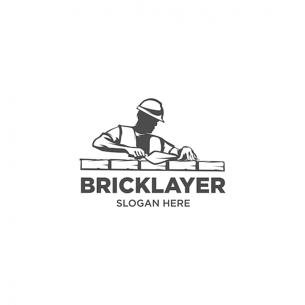 Masons work bricklayer silhouette logo